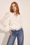 Bardot Frill Embroidered Blouse In Orchidwht