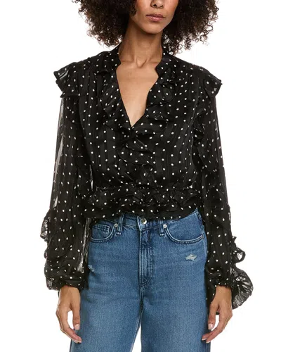 Bardot Frill Spot Blouse In Black