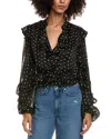 Bardot Frill Spot Blouse In Blue