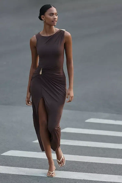 Bardot Gathered Maxi Dress In Brown