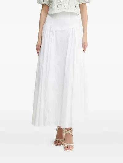 Bardot Gathered Midi Skirt In White