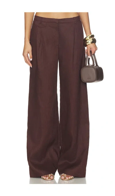 Bardot Geordy Hipster Linen Pant In Brown