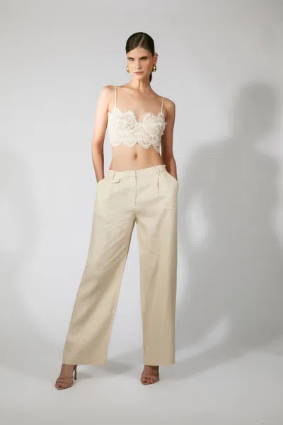 Bardot Geordy Hipster Linen Pant In Neutral