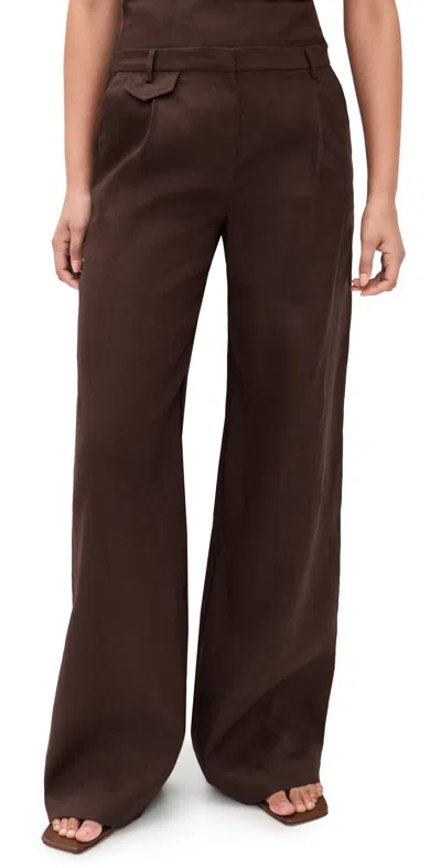Bardot Geordy Hipster Linen Pants Chocolate In Brown