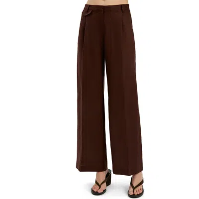Bardot Geordy Wide Leg Linen Pants In Chocolate