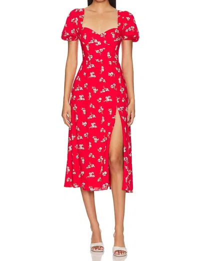 Bardot Gillian Midi Dress In Red Ditsy Floral In Multi
