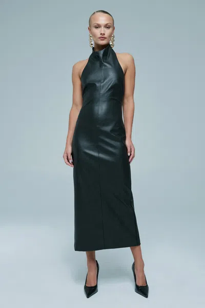 Bardot Gina Vegan Leather Midi Dress In Black
