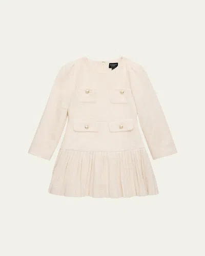 Bardot Kids' Girl's Renee Pleated Boucle Dress In Pink