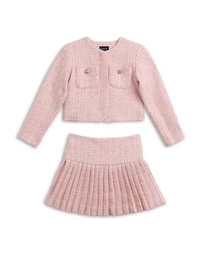 Bardot Girls' Shiloh Boucle Jacket & Skirt Set - Little Kid, Big Kid In Pink