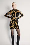 Bardot Gweneth Long Sleeve Knit Minidress In B Leopard