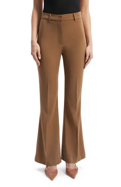 Bardot Halifax High Waist Flare Leg Pants In Chocolate