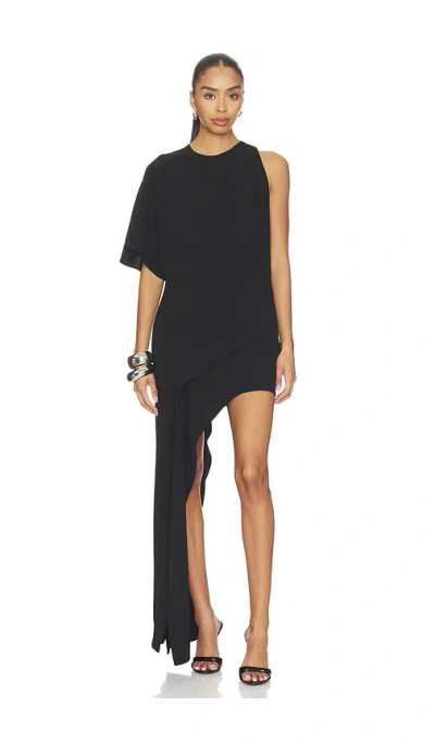 Bardot Halsey High Low Drape Dress In Black