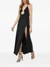 Bardot Halter-neck Flower-embellished Dress In Black