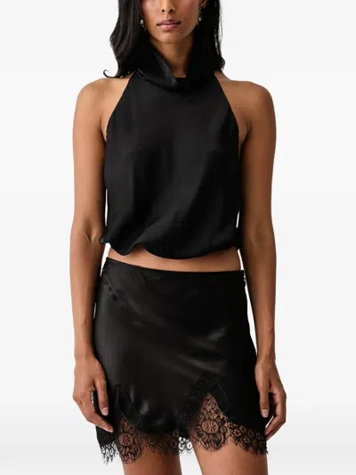 Bardot Halterneck Backless Top In Black