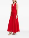 Bardot Halterneck Draped Maxi Dress In Red
