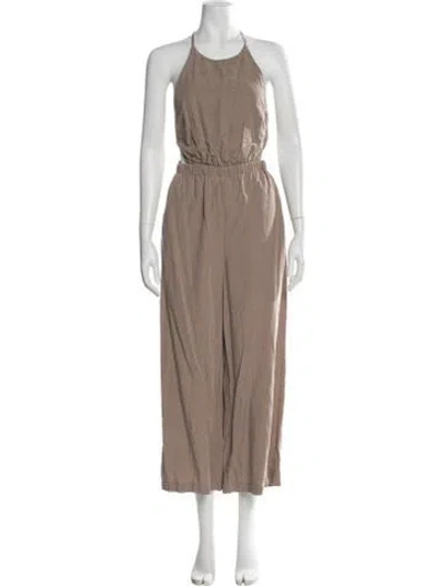 Pre-owned Bardot Halterneck Jumpsuit In Neutral