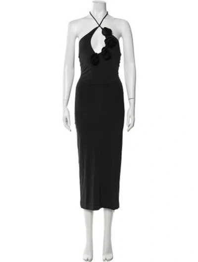 Pre-owned Bardot Halterneck Long Dress In Black