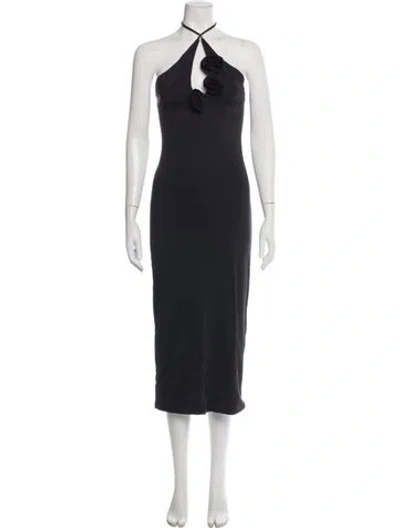 Pre-owned Bardot Halterneck Midi Length Dress In Blue