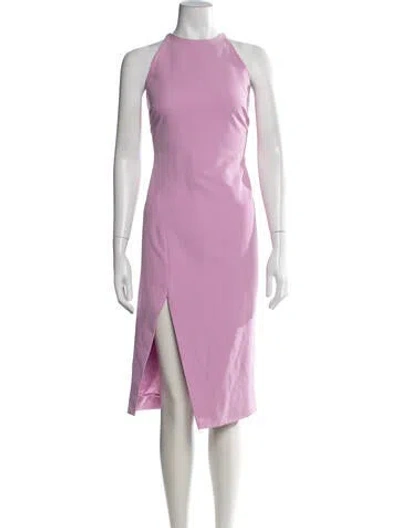 Pre-owned Bardot Halterneck Midi Length Dress In Purple