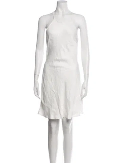 Pre-owned Bardot Halterneck Mini Dress In White