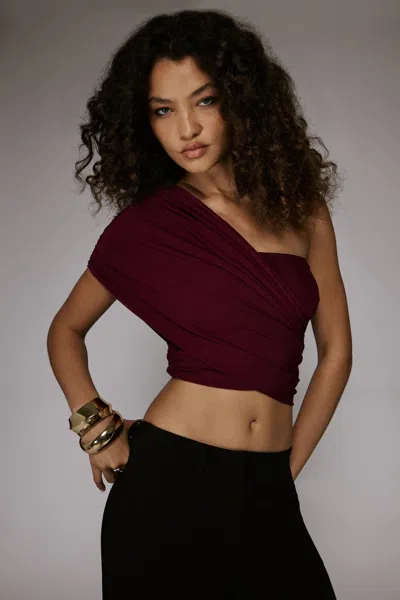 Bardot Harley One Shoulder Mesh Top In Purple