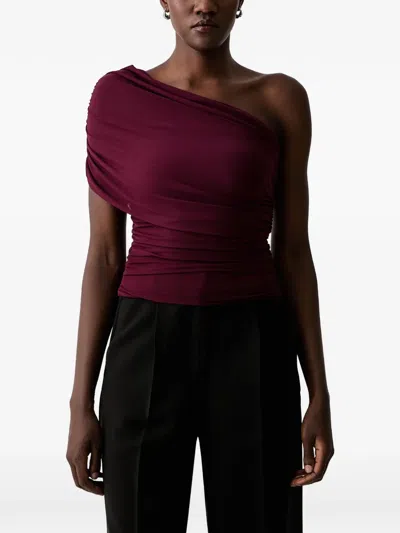 Bardot Harley One-shoulder Ruched Top In Purple