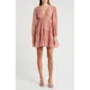 Bardot Harlow Long Sleeve Babydoll Minidress In Tulip