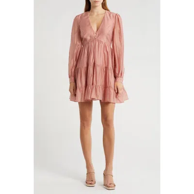 Bardot Harlow Long Sleeve Babydoll Minidress In Tulip