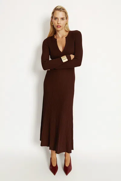 Bardot Hattie Knit Midi Dress In Chocolate