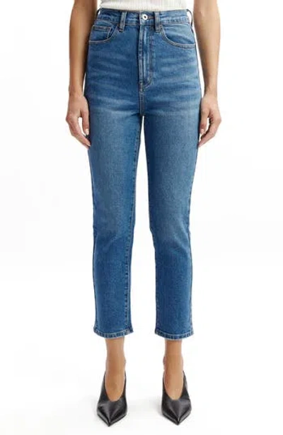 Bardot Heidi Straight Leg Crop Jeans In Dark Denim