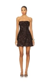 Bardot Helene Sequin Strapless Mini Dress In Brown