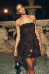 Bardot Helene Sequin Strapless Mini Dress In Brown