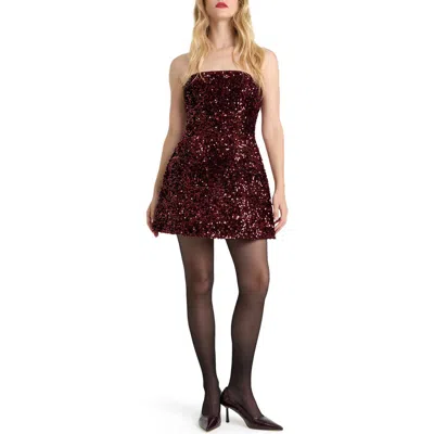 Bardot Helene Sequin Strapless Minidress In Brown