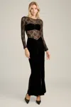 Bardot Helenie Velour Lace Maxi Dress In Black
