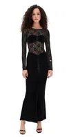 Bardot Helenie Velour Lace Maxi Dress Black In Black