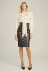 Bardot Henley Vegan Leather Skirt In Animal Print