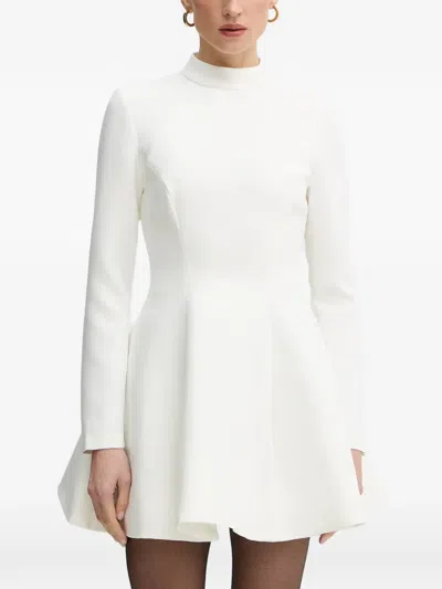 Bardot Zephyra High-neck Long-sleeve Mini Dress In White