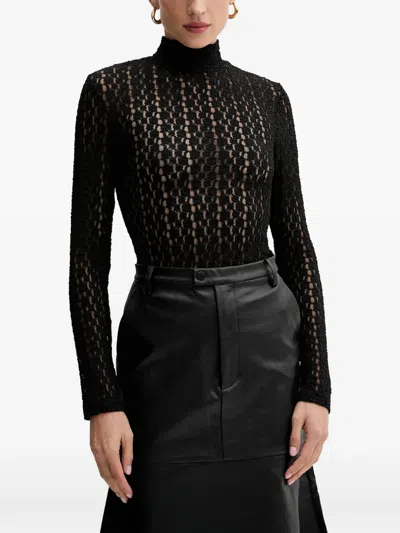 Bardot High-neck Lace Bodysuit In 블랙