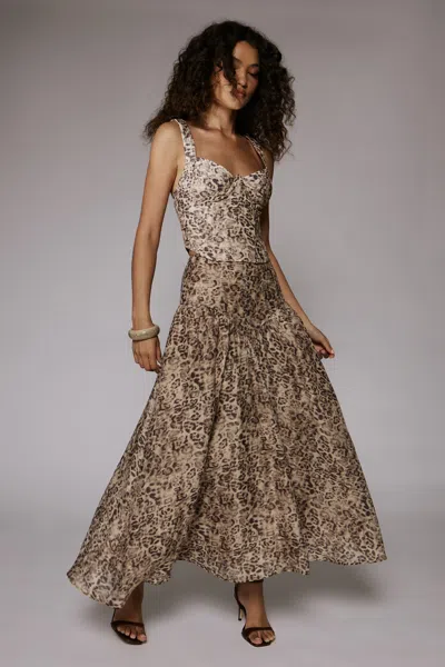 Bardot Hildie High Waisted Midi Skirt In Brown