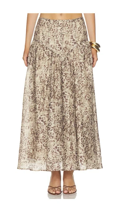 Bardot Hildie High Waisted Midi Skirt In Brown