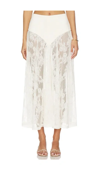 Bardot Hildie High Waisted Midi Skirt In White
