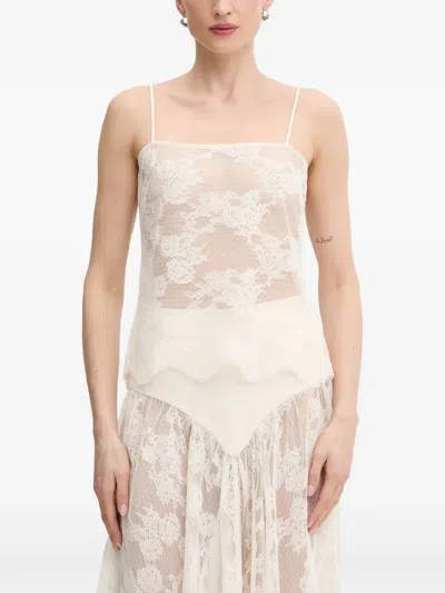 Bardot Hildie Sheer Lace Spaghetti-strap Sleeveless Blouse In Animal Print