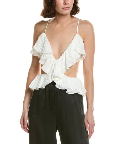 Bardot Ilara Ruffle Pleated Cutout Camisole In White