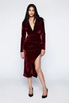 Bardot Imogen Velvet Midi Dress In Burgundy