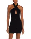 Bardot Inara Rosette Halter Velour Minidress In Black