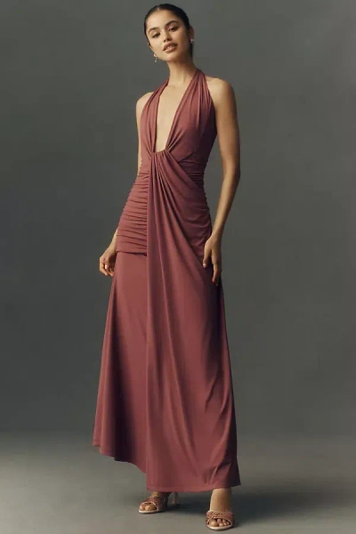 Bardot Ines Plunge Halter-neck Maxi Dress In Black