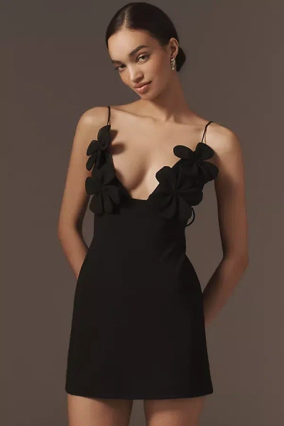 Bardot Ingrid Floral Tie-strap Mini Dress In Black