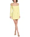 Bardot Iria Long Sleeve Button-up Minidress In Yellow