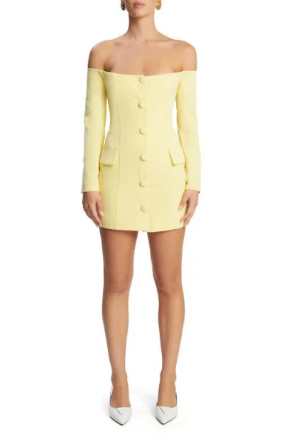 Bardot Iria Long Sleeve Button-up Minidress In Yellow