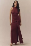 Bardot Isadora High-neck Tie-front Maxi Dress In Purple